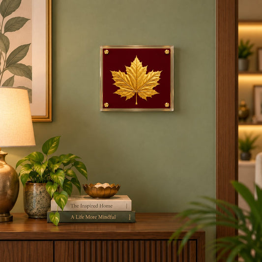Golden Maple Leaf Acrylic Framed