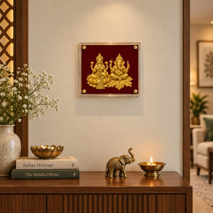 Lakshmi Ganesha Golden Acrylic Framed