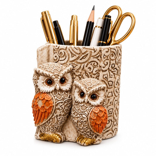 Owl Antique Beige Pen Stand
