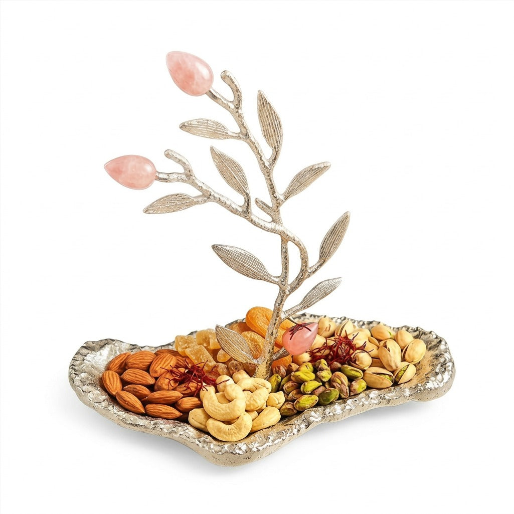 Elegant Silver Leaf-Shaped Festive Platter