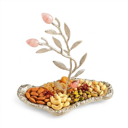 Elegant Silver Leaf-Shaped Festive Platter