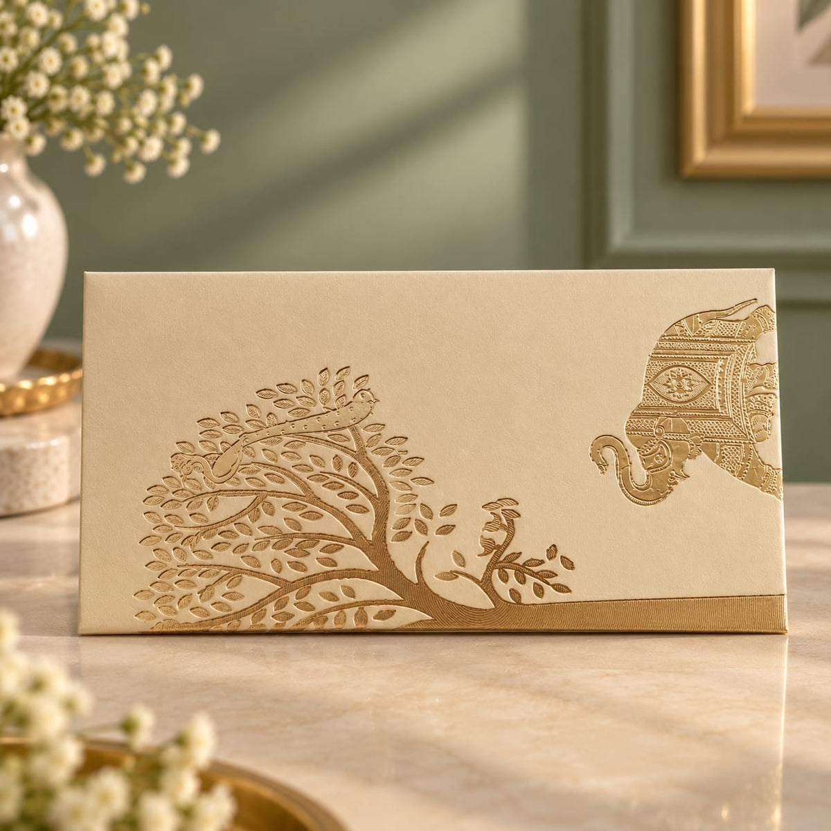 Golden Arbor Elephant Shagun Envelope