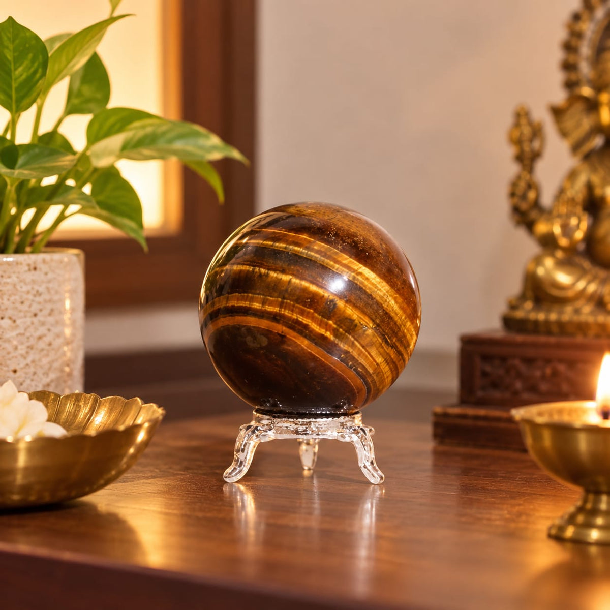 Natural Tiger Eye Crystal Sphere