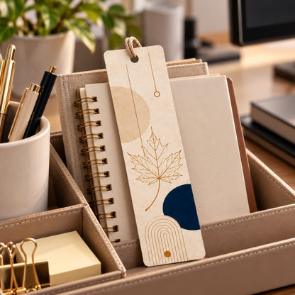 Beige and Minimalist Leaf Bookmark