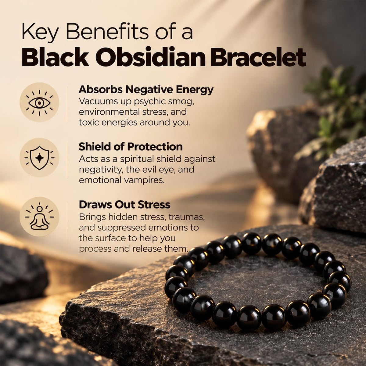 Black Obsidian Gemstone Bracelet