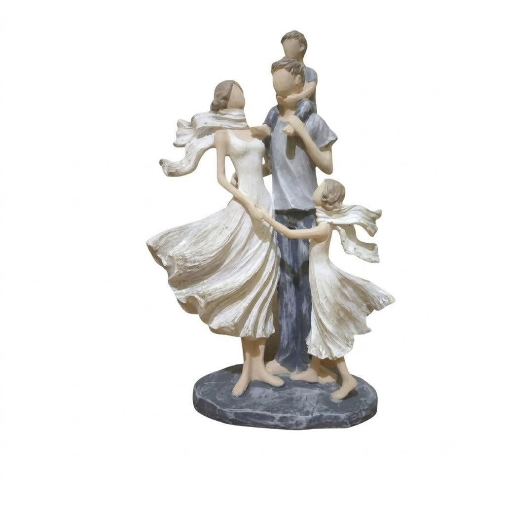 Happy Family Figurine with Parents and Children | Loving Family Sculpture for Living Room & Home Decor