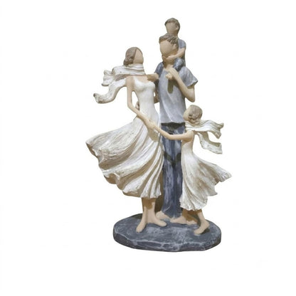 Happy Family Figurine with Parents and Children | Loving Family Sculpture for Living Room & Home Decor