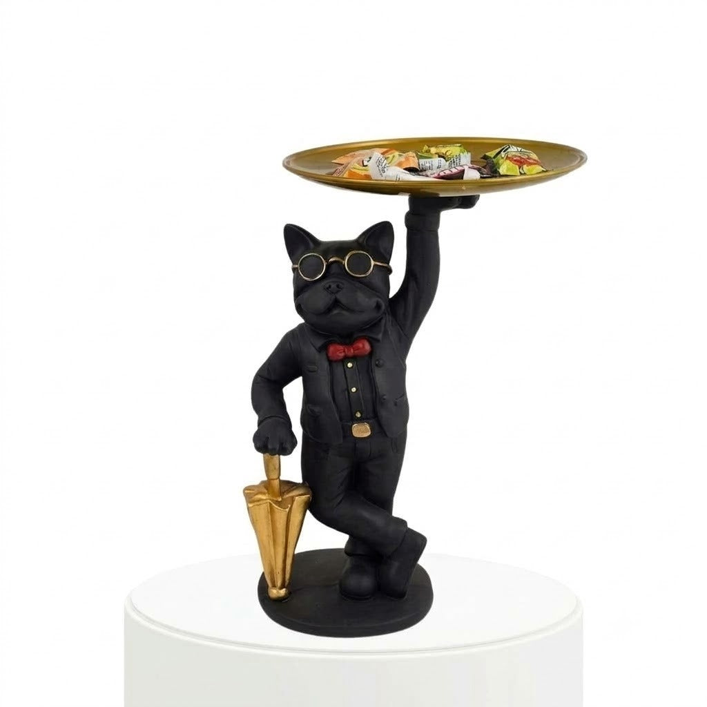 Butler Dog Figurine with Tray