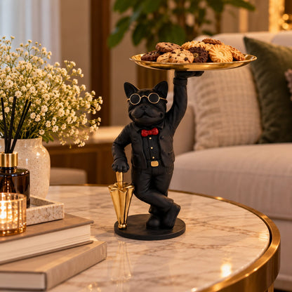 Butler Dog Figurine with Tray