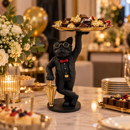 Butler Dog Figurine with Tray
