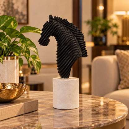 Aesthetic Black & White Equestrian Showpiece for Living Room & Home Decor