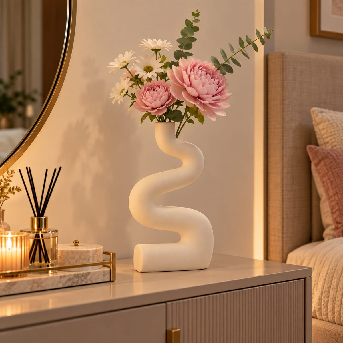 Aesthetic Matte White Abstract Showpiece for Living Room & Home Decor