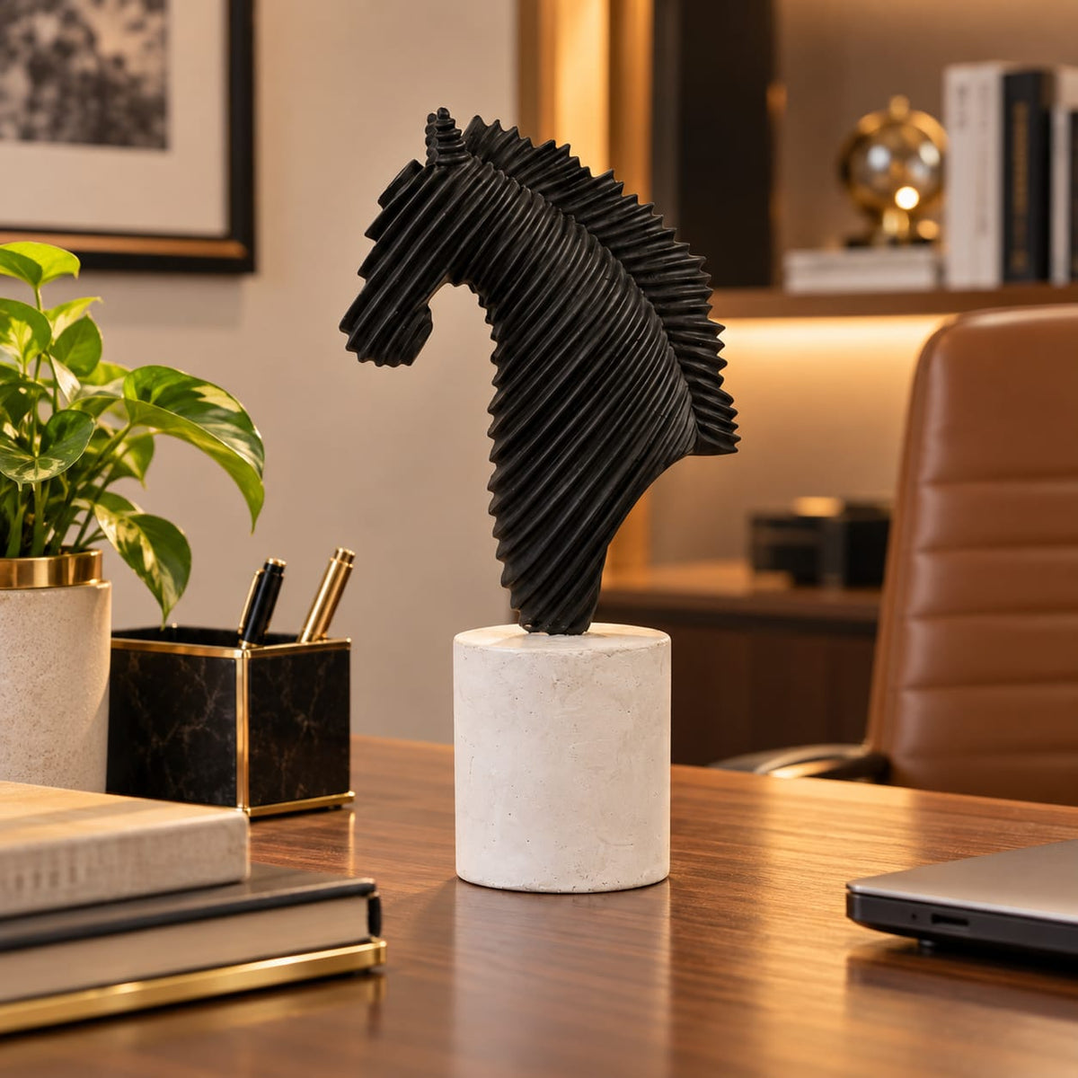 Aesthetic Black & White Equestrian Showpiece for Living Room & Home Decor
