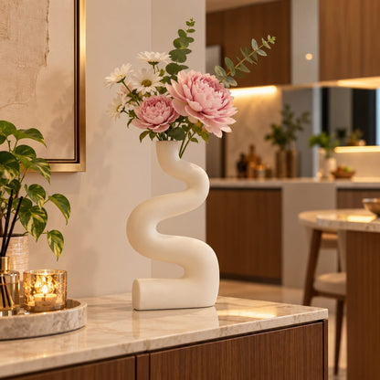 Aesthetic Matte White Abstract Showpiece for Living Room & Home Decor
