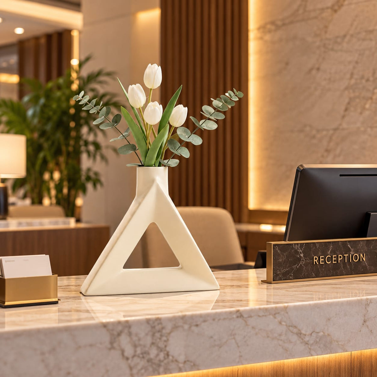 Cream Cut-Out Showpiece for Office Reception & Home Decor