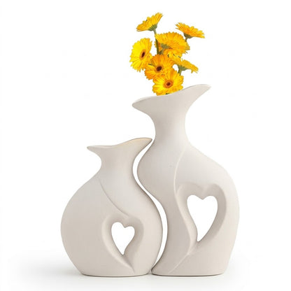 Aesthetic Cream Couple Pot Set for Living Room & Home Decor