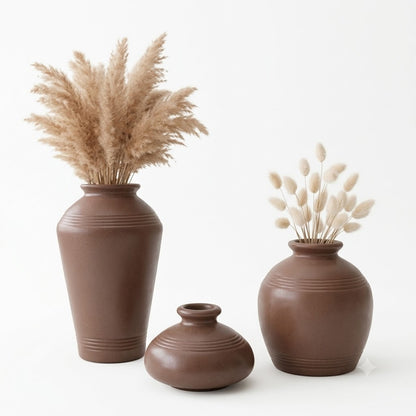 Set of 3 Minimalist Terracotta-Style Pots for Living Room & Home Decor