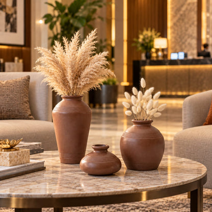 Set of 3 Minimalist Terracotta-Style Pots for Living Room & Home Decor