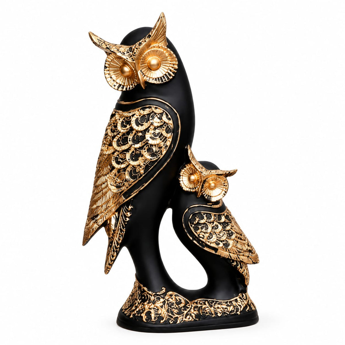 Black and Gold Owl Figurine Set