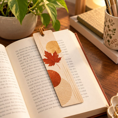 Beige and Rust-Orange Leaf Bookmark