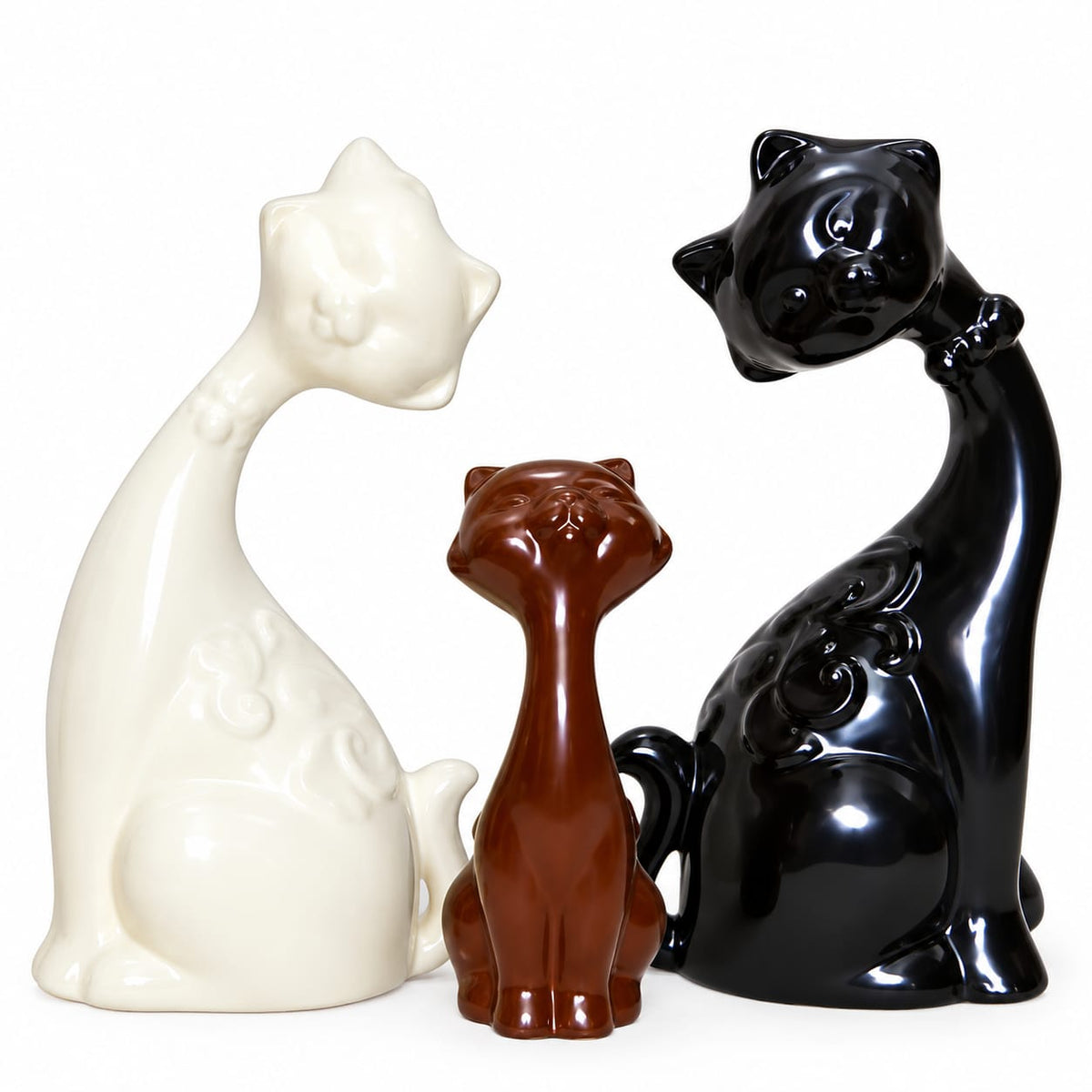 Ceramic Cat Trio Figurine Set