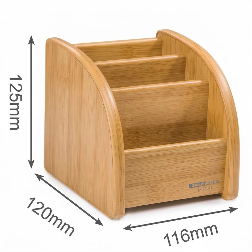 Compact Multi-Section Wooden Desk Organizer