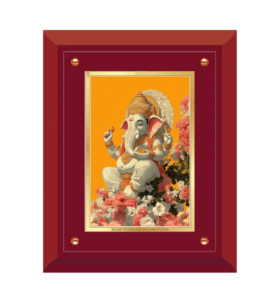 Divine Ganesha Floral MDF Framed Art - close-up detail