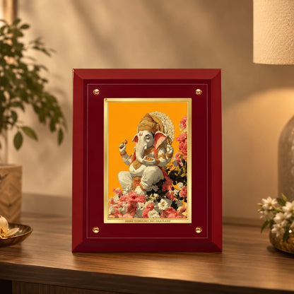 Divine Ganesha Floral MDF Framed Art - detail view