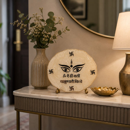 Divine Goddess Eyes White Agate Table Accent