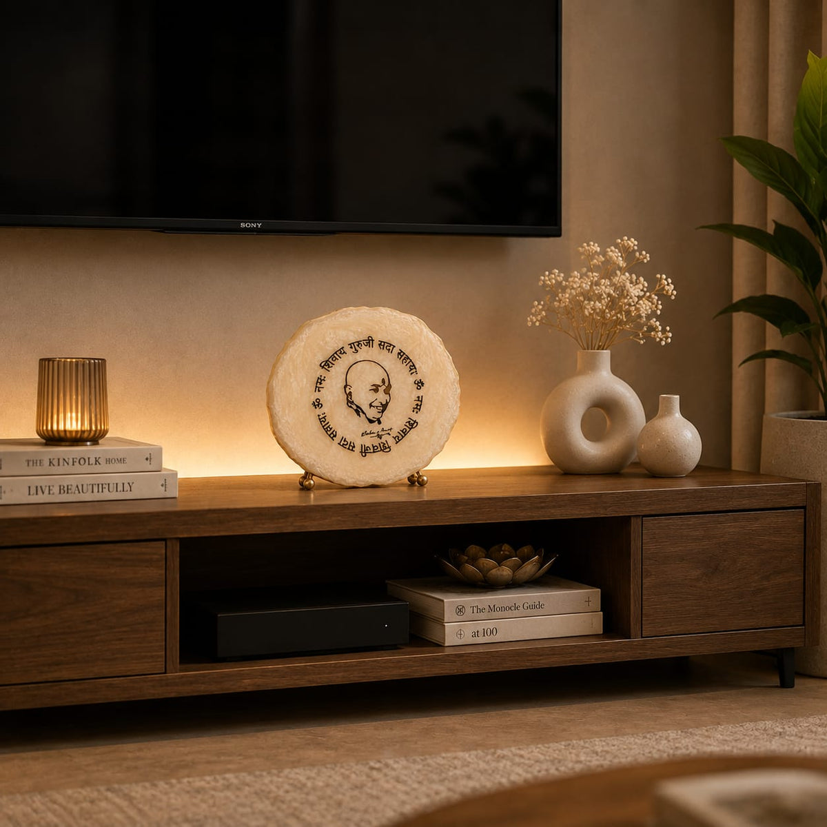 Divine Guruji White Agate Table Accent - detail view