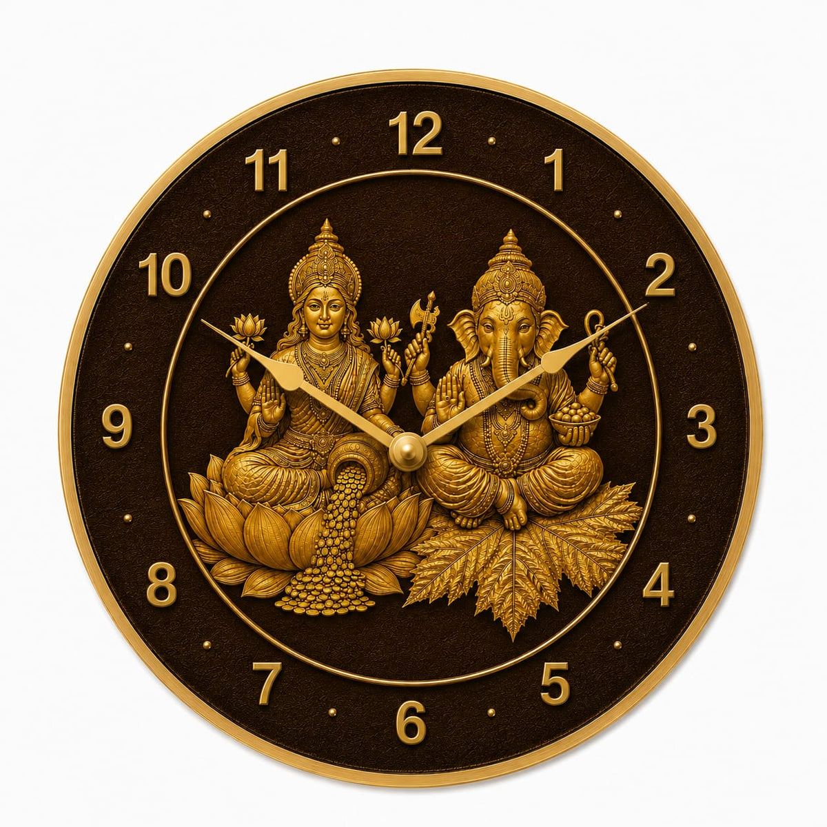 Divine Lakshmi Ganesha MDF Wall Clock - close-up detail