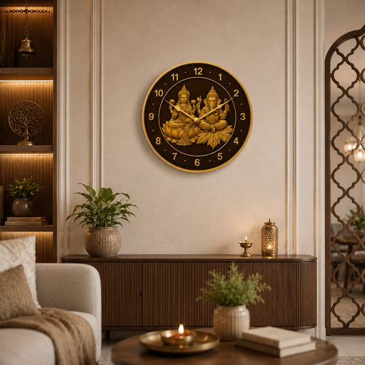 Divine Lakshmi Ganesha MDF Wall Clock