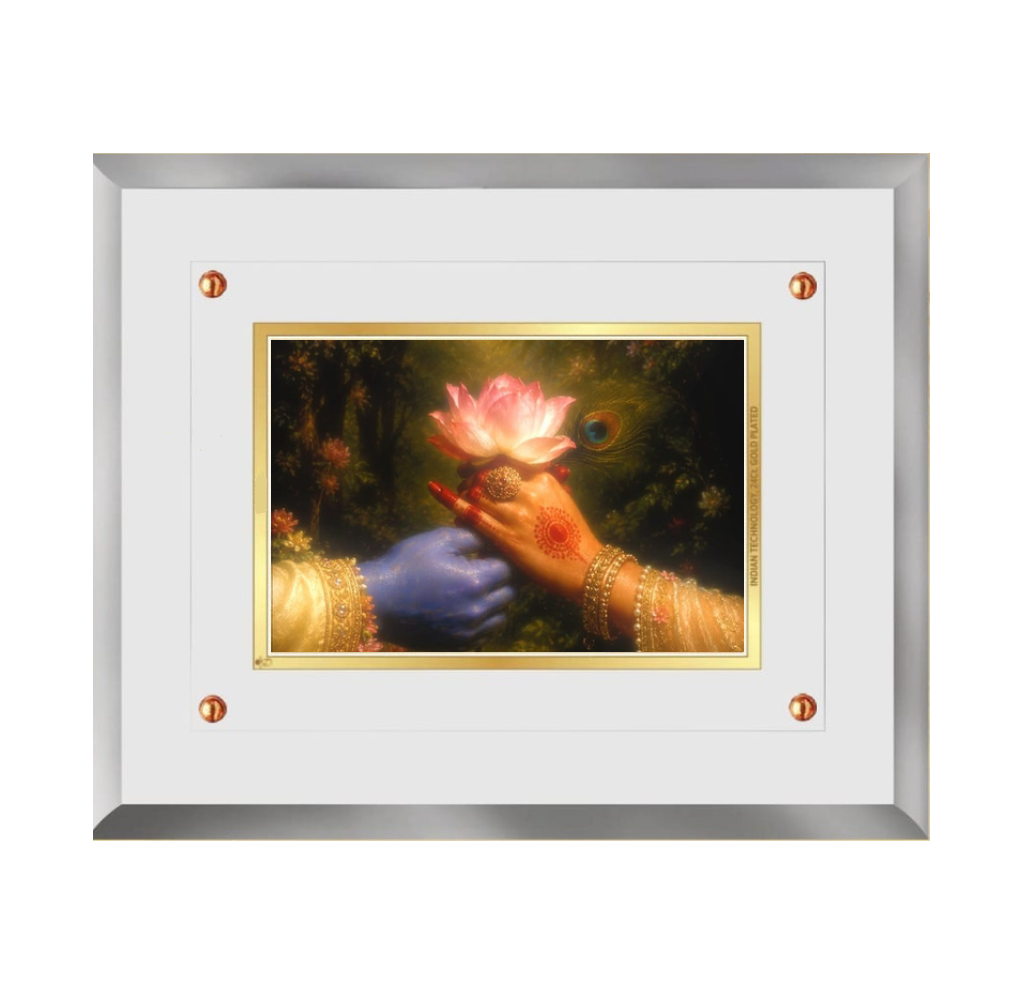 Divine Lotus Connection Acrylic Framed Art - close-up detail