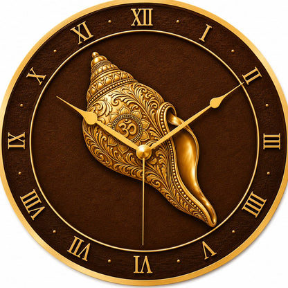 Divine Shankh MDF Wall Clock - close-up detail