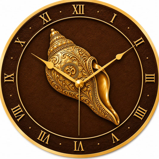 Divine Shankh MDF Wall Clock - close-up detail