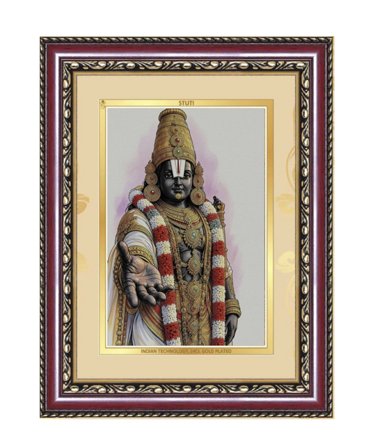 Divine Tirupati Balaji Ornate Framed Art - close-up detail