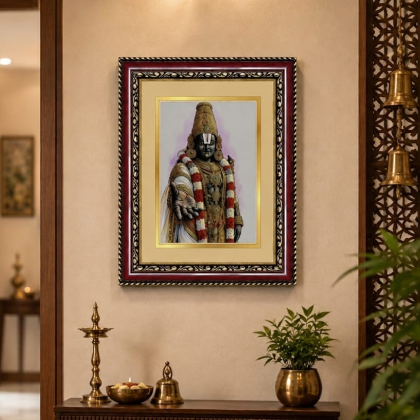 Divine Tirupati Balaji Ornate Framed Art - detail view