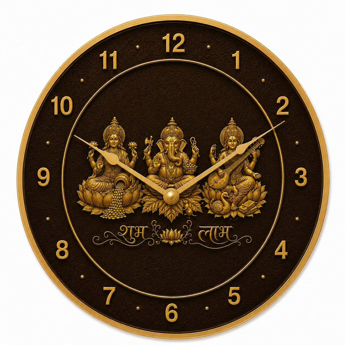 Divine Trinity Shubh Labh MDF Wall Clock - close-up detail