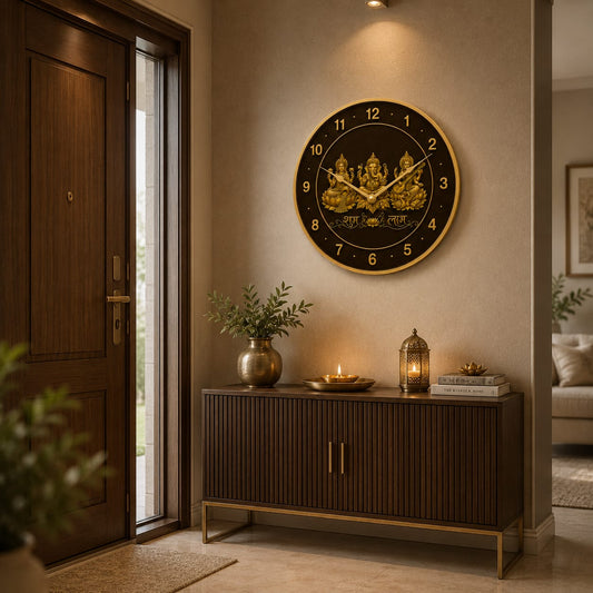Divine Trinity Shubh Labh MDF Wall Clock