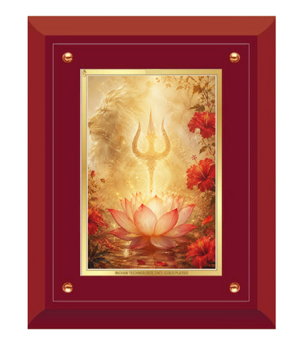 Divine Trishul and Lotus MDF Framed Art - detail view