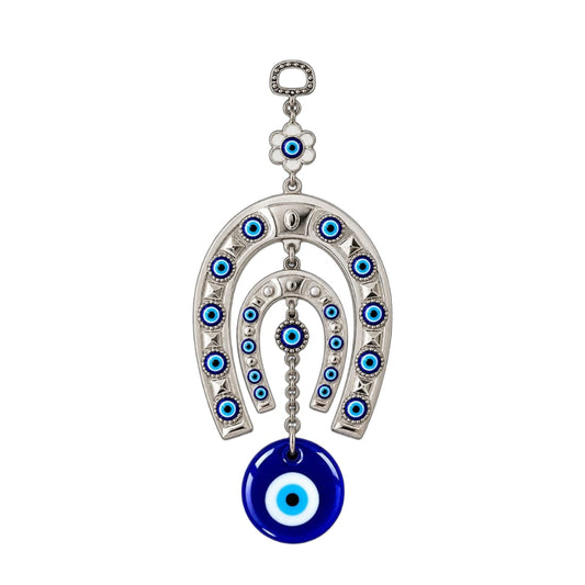 Double Horseshoe Evil Eye Wall Hanging - close-up detail