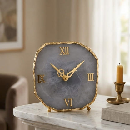 Elegant Grey Agate Table Clock