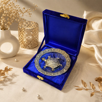 Elegant Silver-Finish Tortoise Decorative Tray
