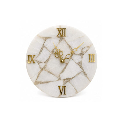 Elegant White Marble Wall Clock - close-up detail