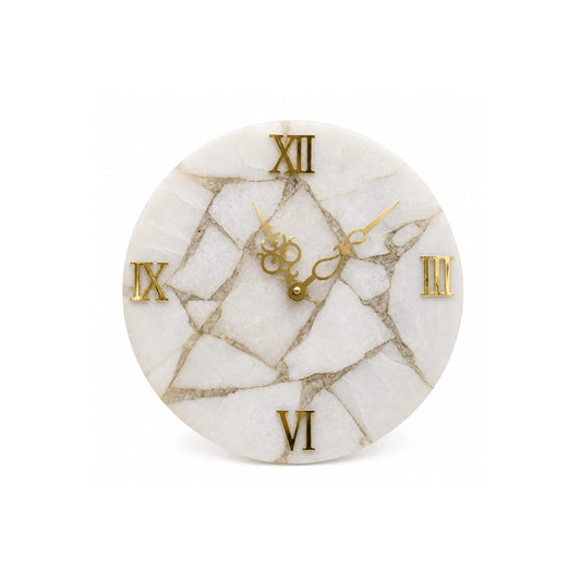 Elegant White Marble Wall Clock - close-up detail