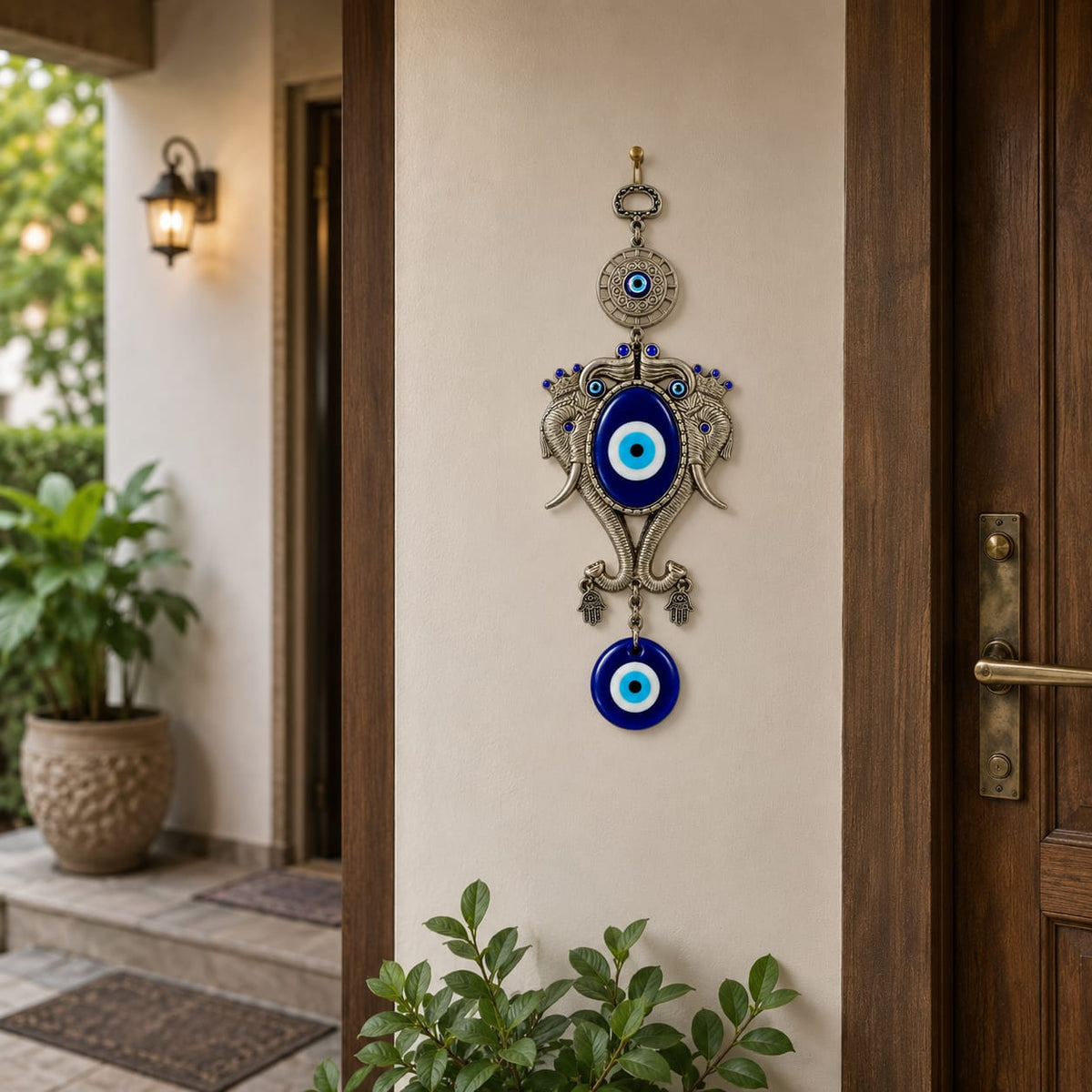 Elephant and Evil Eye Wall Hanging - detail view