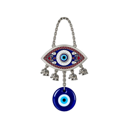 Evil Eye and Elephant Motifs Wall Hanging - close-up detail