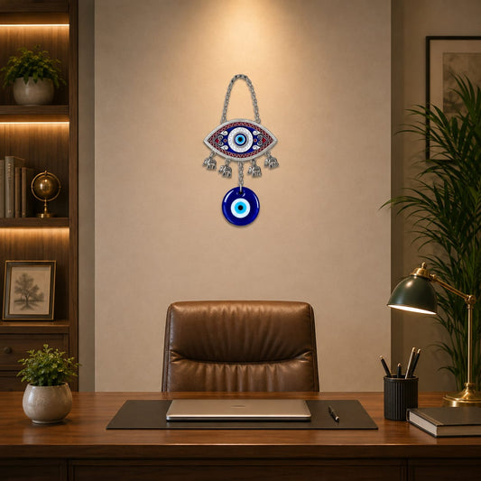 Evil Eye and Elephant Motifs Wall Hanging