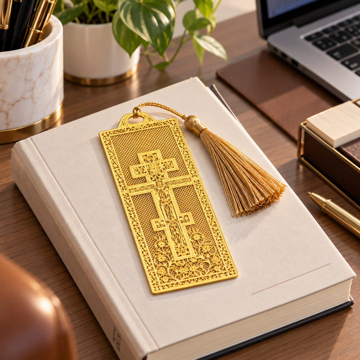 Golden Cross Filigree Bookmark
