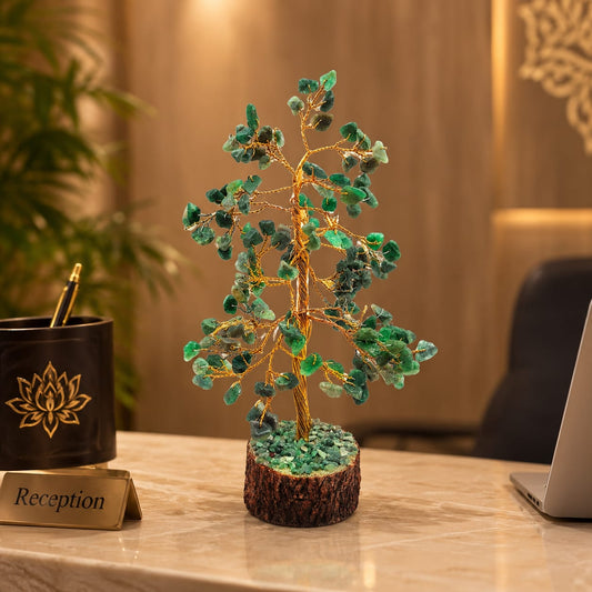 Green Aventurine Stone Tree for Luck & Prosperity